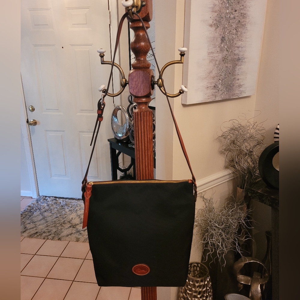 Dooney and Bourke Nylon Crossbody in Black and Tan